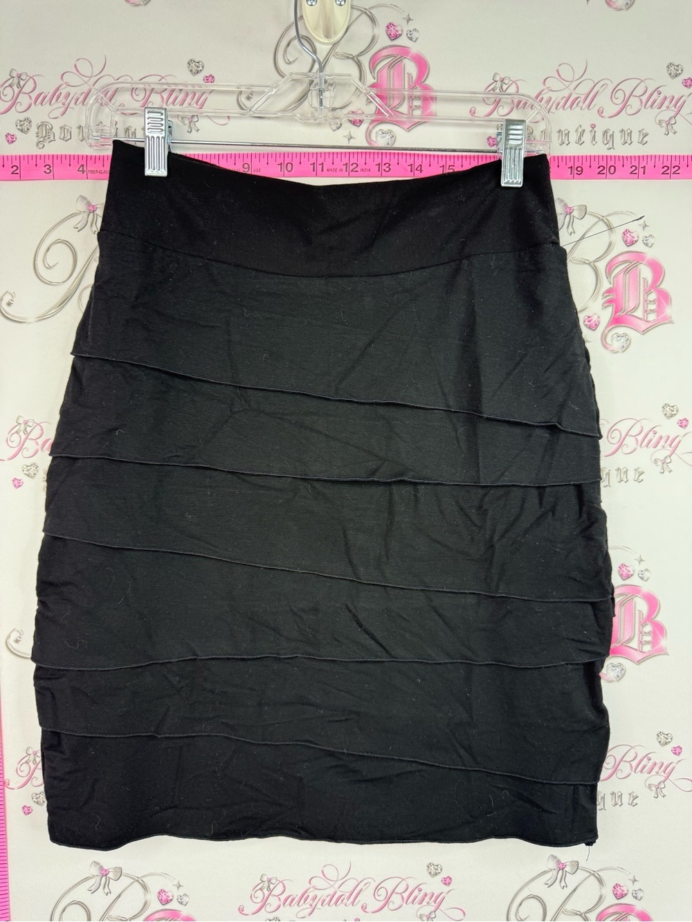 Rock n karma pencil Black Tiered Pencil Skirt - Sleek Work-to-Evening Style